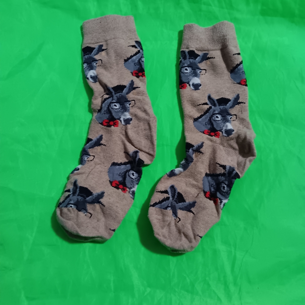 Charming Donkey Pattern Beige Socks